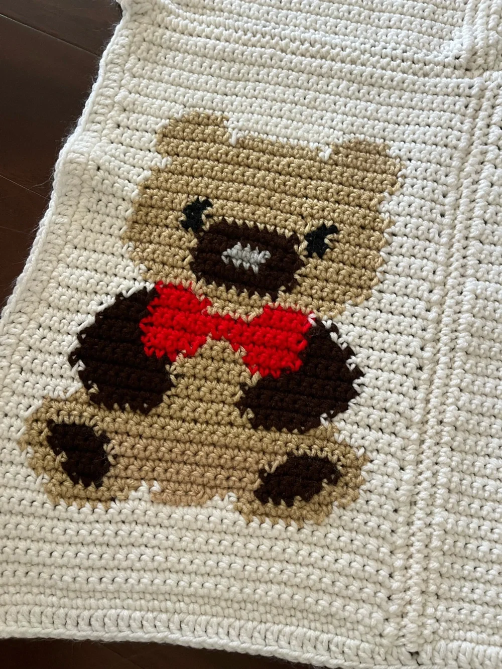Teddy Bear Bow tie crochet blanket baby toddler cute kawaii sweet adorable 🐻
